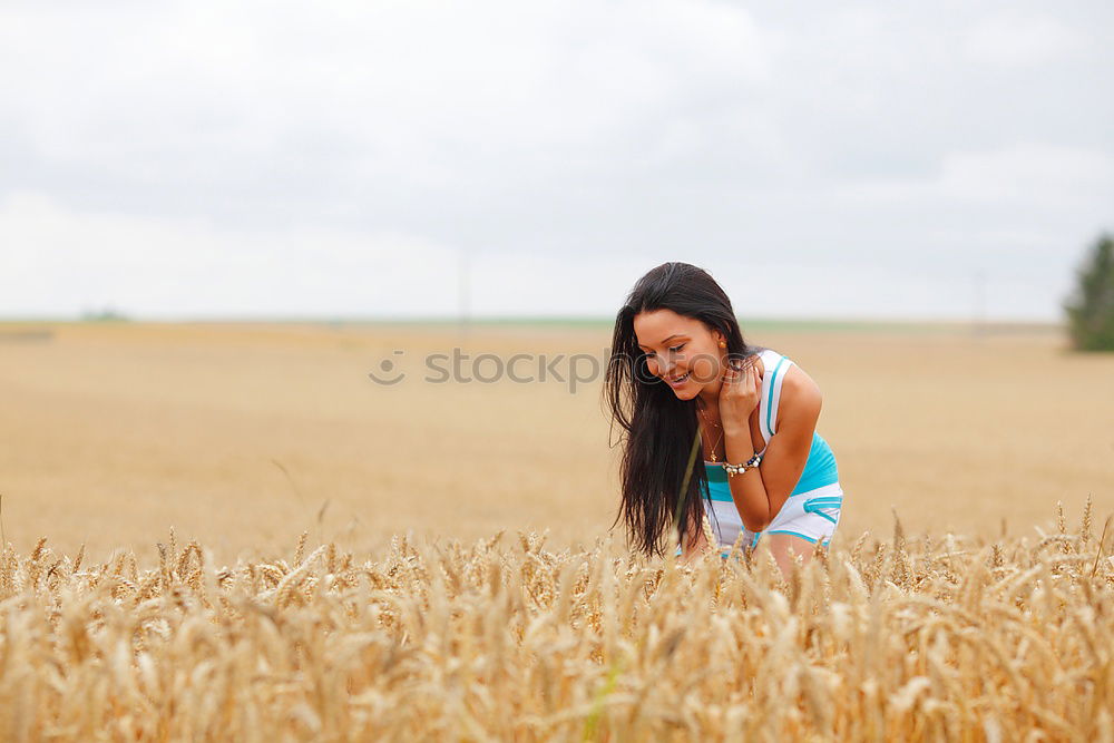 Similar – Image, Stock Photo Girl with camera smiling in fields