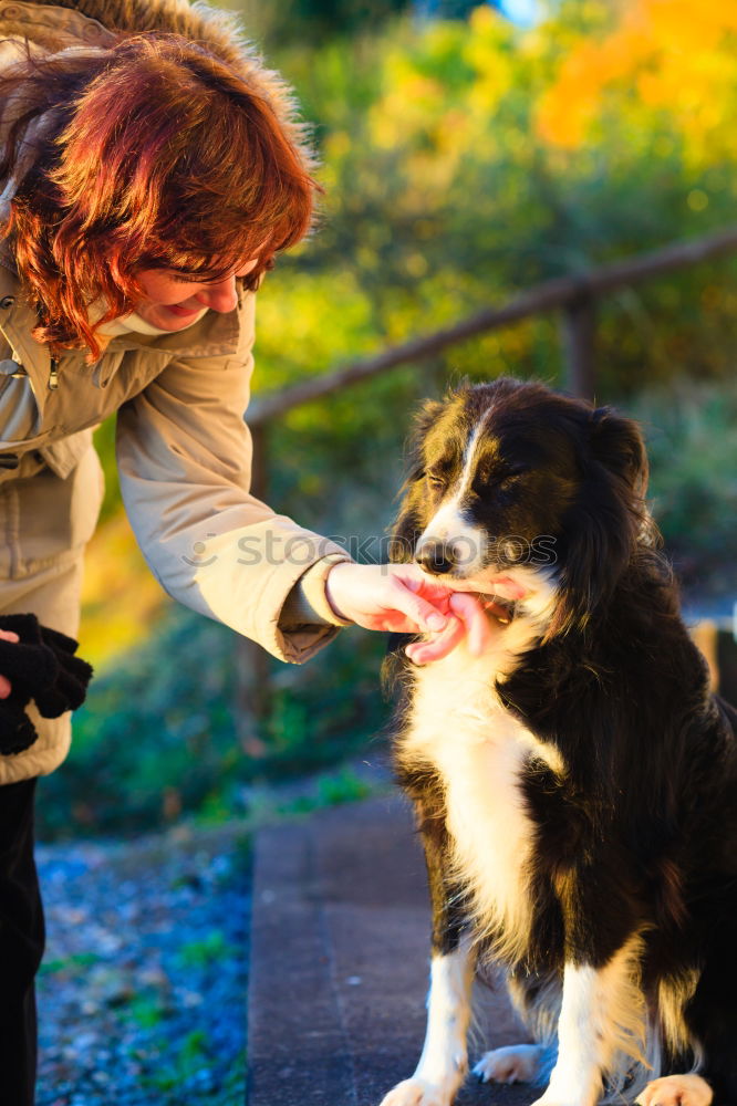 Woman with dog in the city