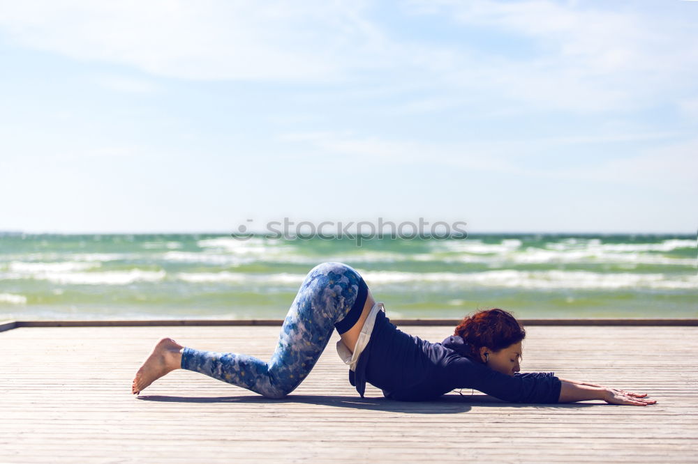 Image, Stock Photo Young Woman working out outdoors and having fun