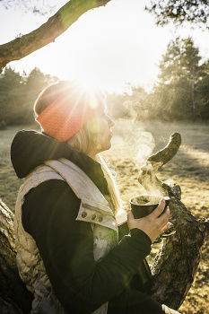 Similar – Image, Stock Photo Couple doing trekking looking with binoculars