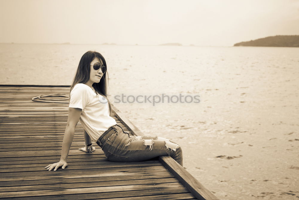 Similar – Image, Stock Photo Pensive woman Lifestyle