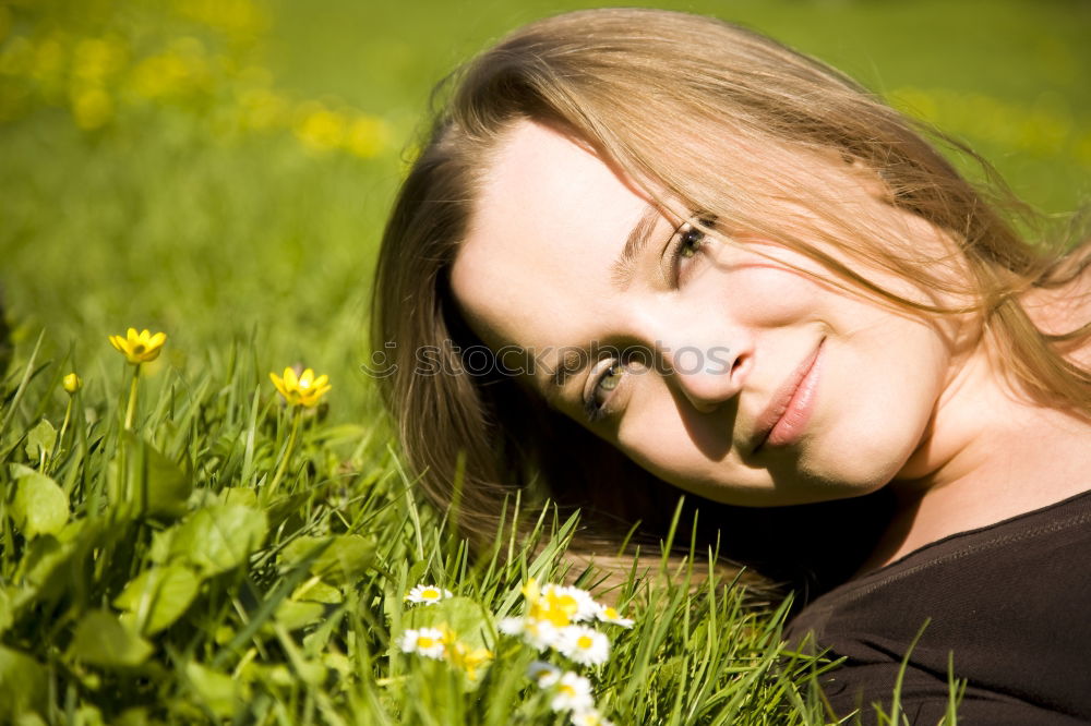 Similar – Woman with dreads sitting on a meadow