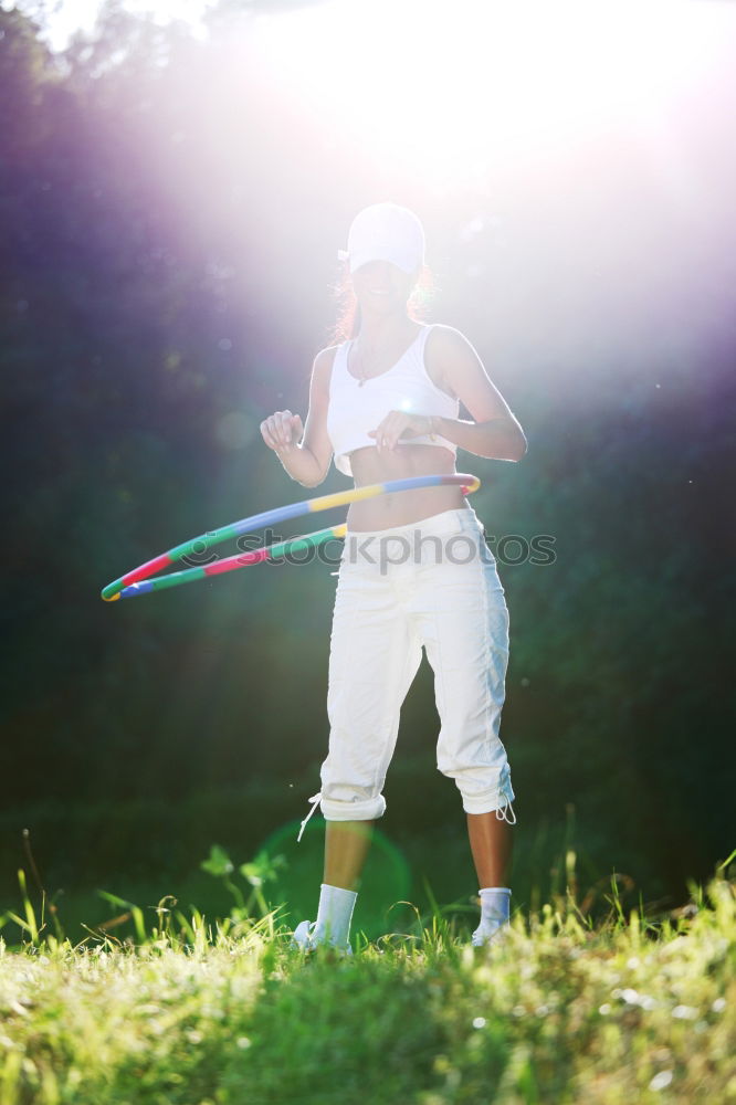 Girl plays badminton