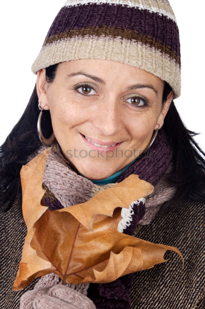 Similar – smiling mature woman with red hat