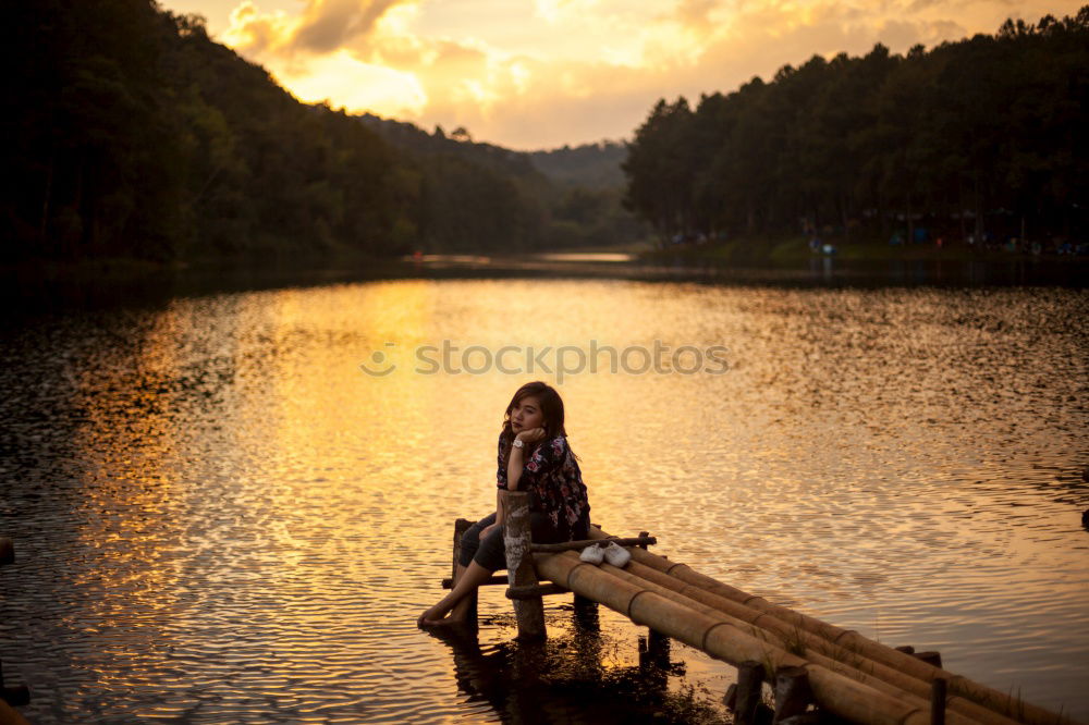 Similar – lake view Lake Woman