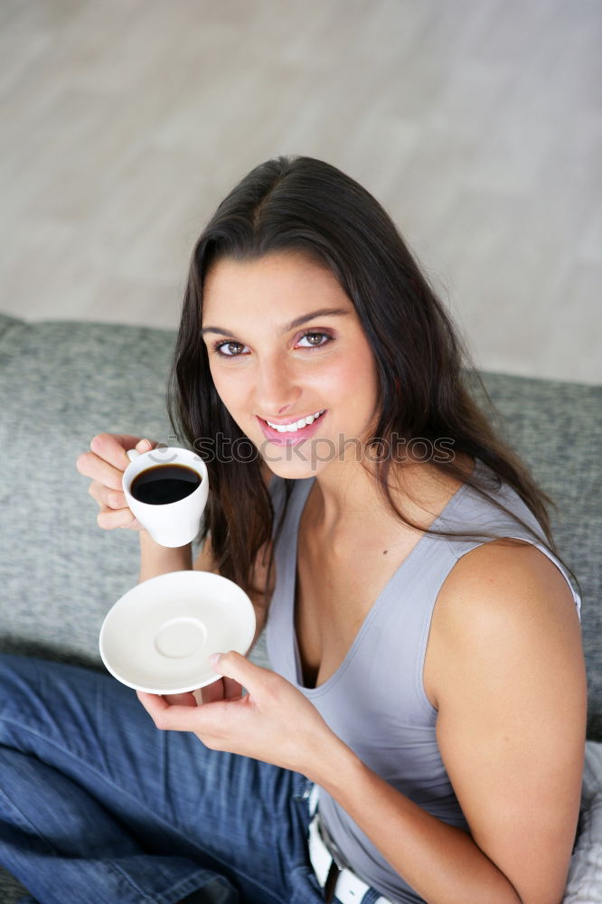 Similar – Image, Stock Photo indoor lifestyle portrait of young woman