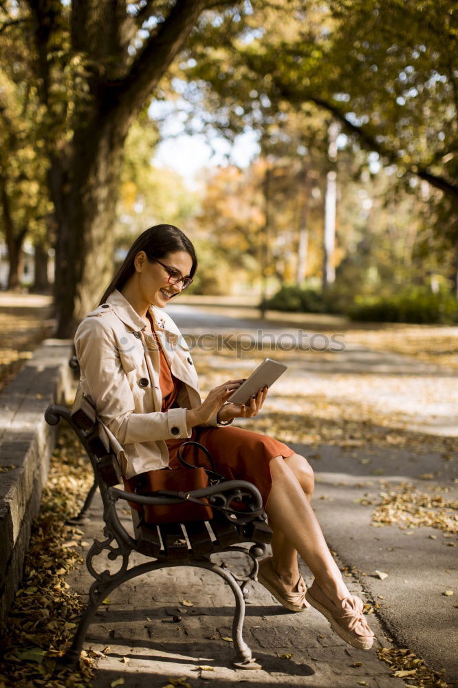 Image, Stock Photo Exchanging news. Feminine