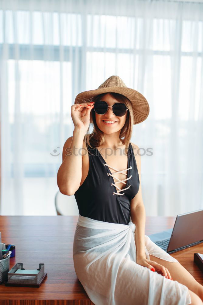 Similar – Image, Stock Photo Beautiful girl with a hat and sunglasses posing in Sydney, with Harbour Bridge in the background.