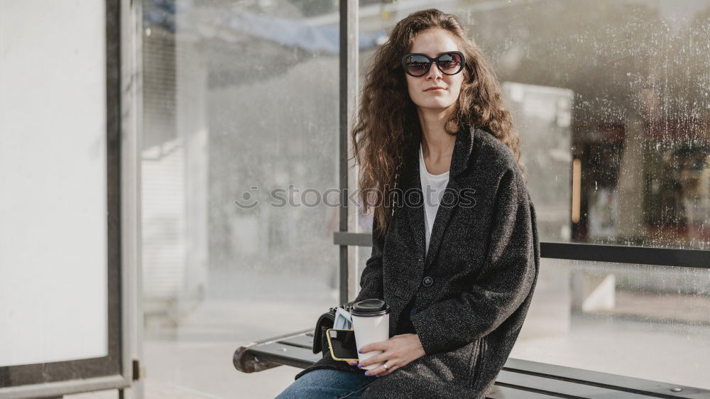 Similar – Young woman in casual clothes drinking a soda.