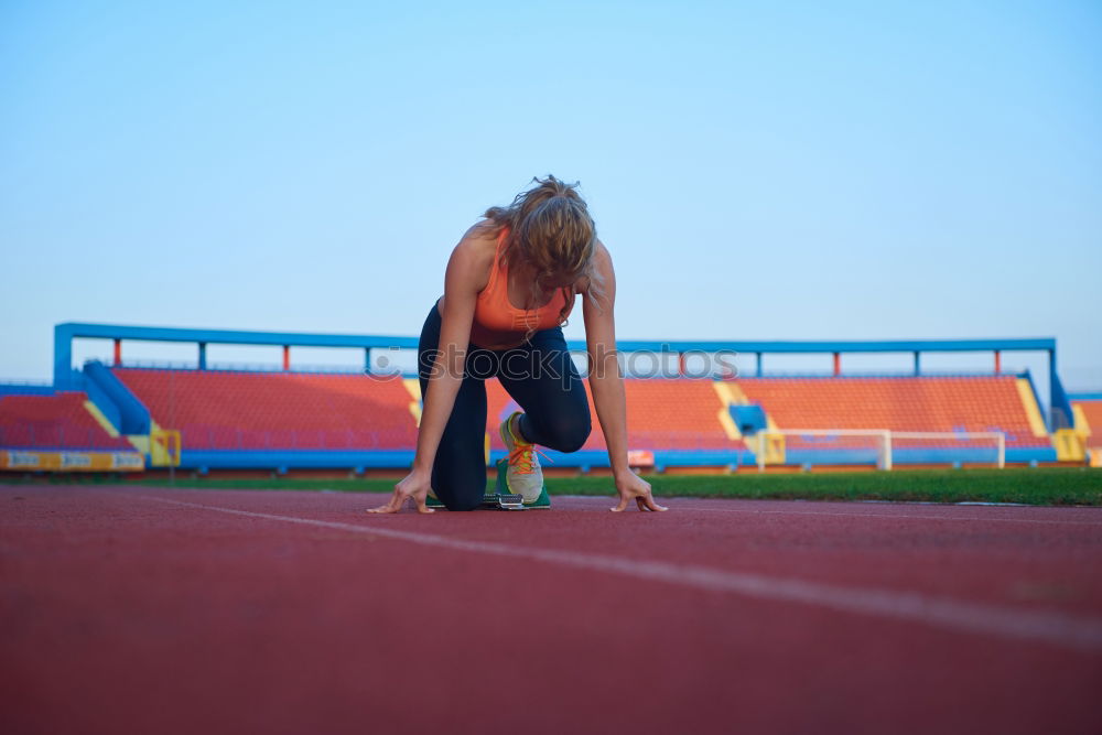 Similar – Image, Stock Photo young runner man athlete at the race track. Sports outdoors