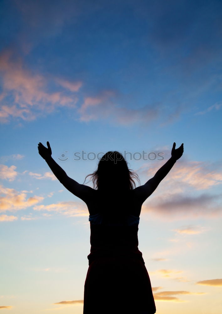 Similar – Image, Stock Photo Silhouette of young woman against sunset