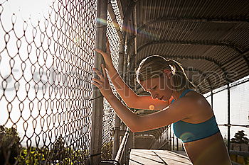 Similar – Image, Stock Photo Young Woman working out outdoors and having fun