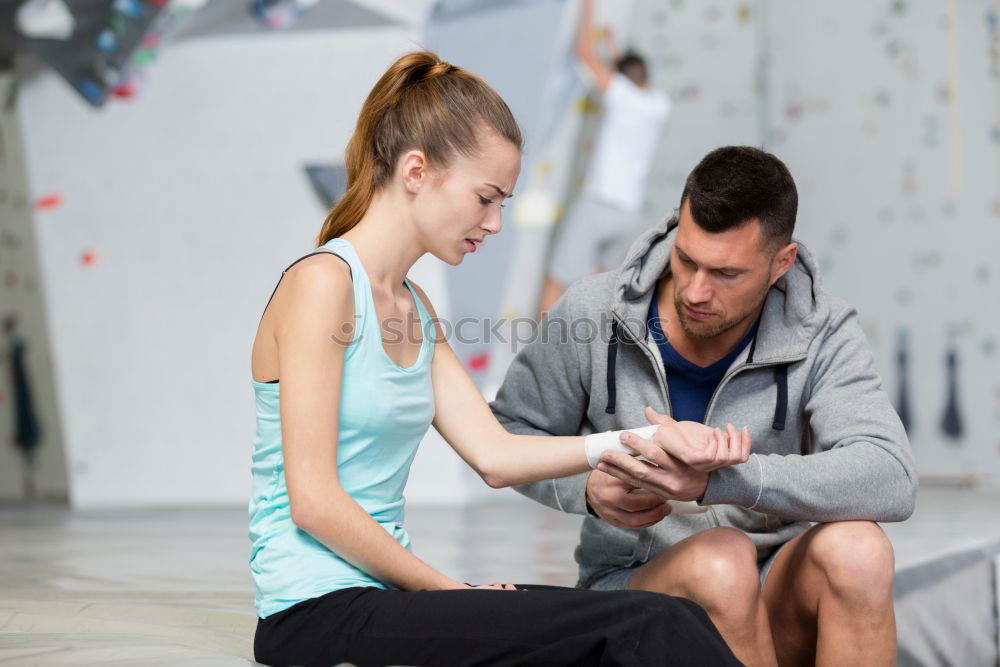 Similar – Sporty people cheering themselves in gym