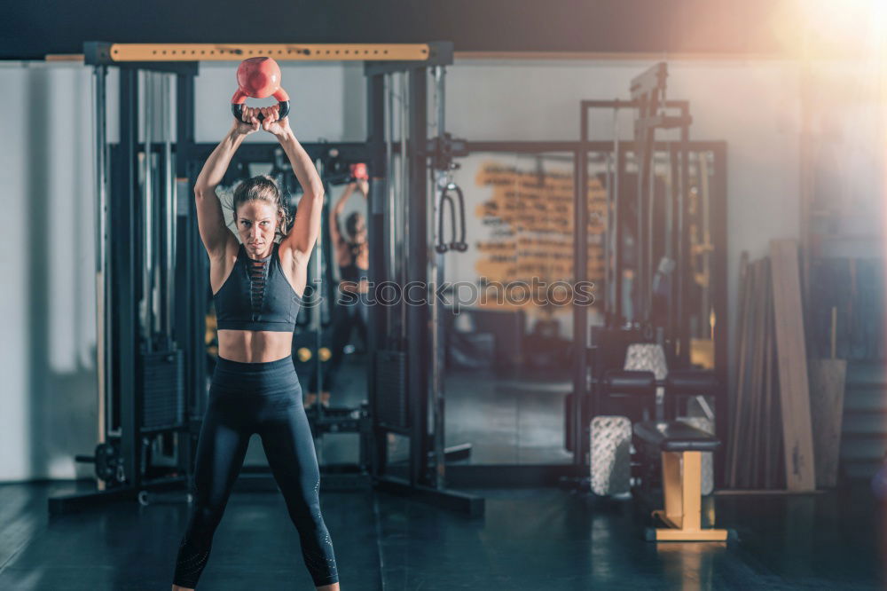 Image, Stock Photo People training in gym olimpic rings and chin bar