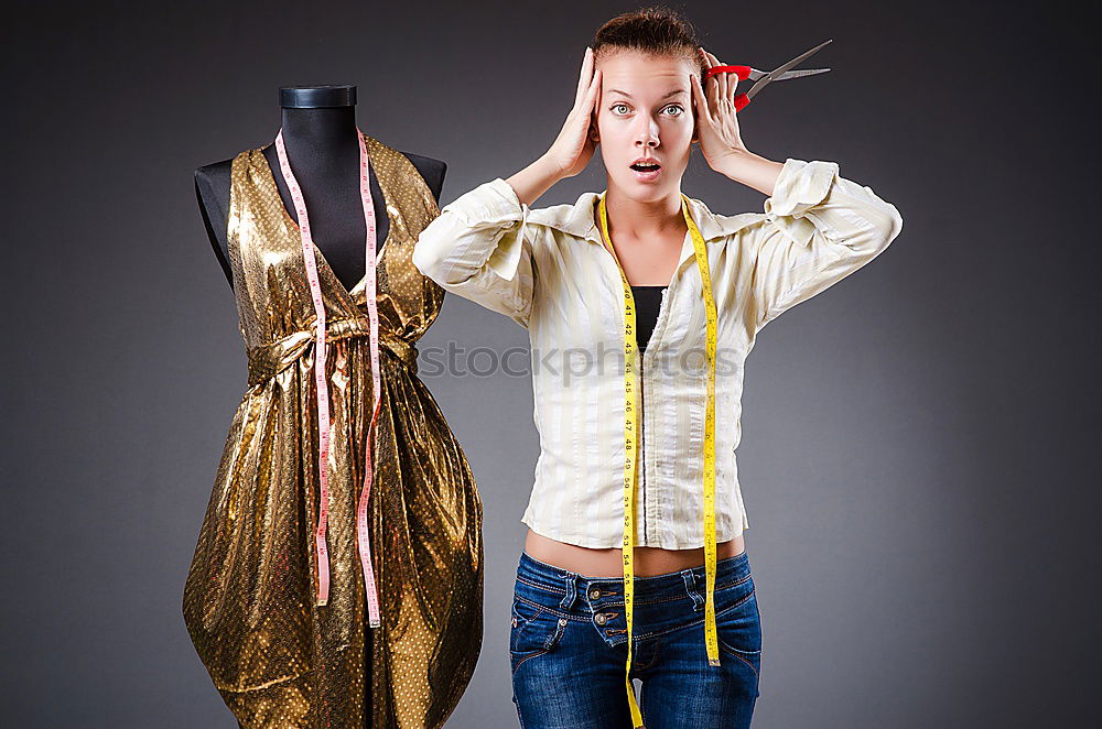 Similar – Image, Stock Photo A househusband in pink slippers and cleaning utensils