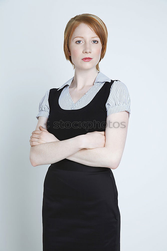 Similar – Image, Stock Photo Portrait of young redhead model wearing glasses