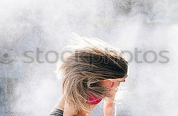 Similar – Image, Stock Photo Red haired Woman with sky background