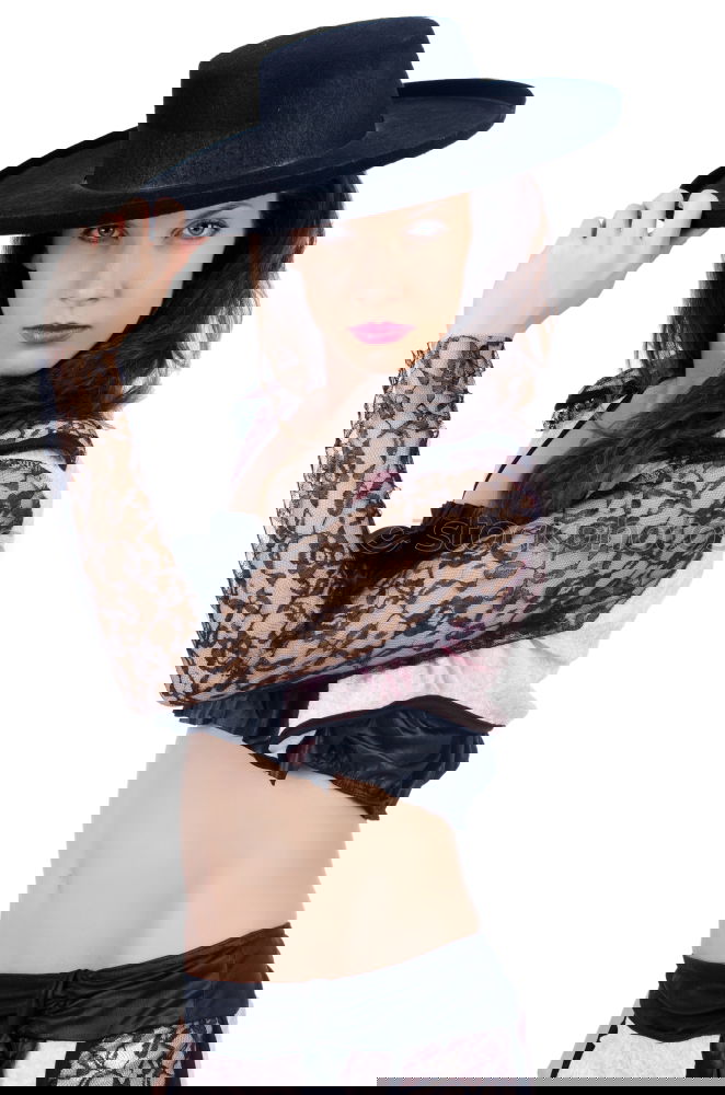 Similar – Image, Stock Photo Young Asian woman with posing in studio with hat