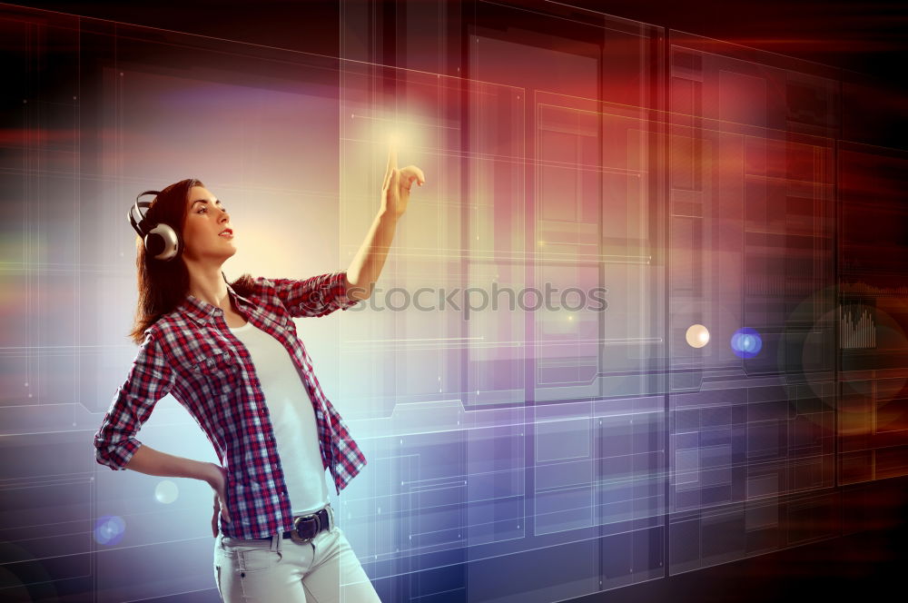 Similar – Beauty girl with glasses with little lights in her hands