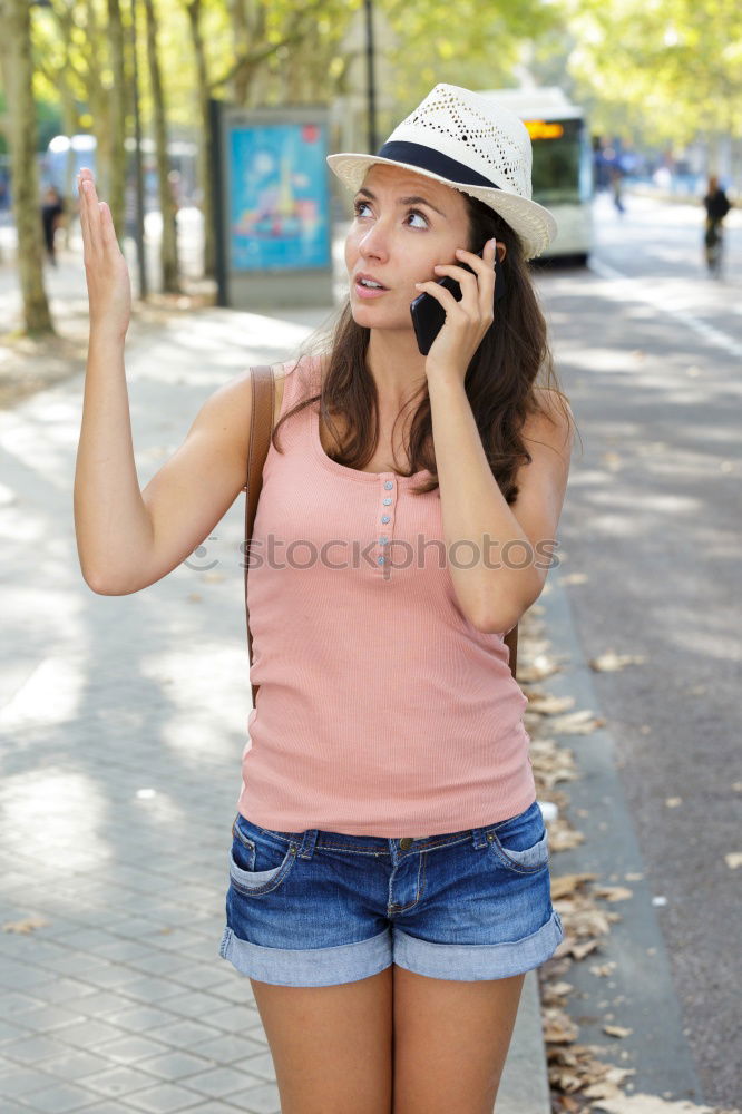 Similar – Image, Stock Photo Woman in red coat speak on mobile phone