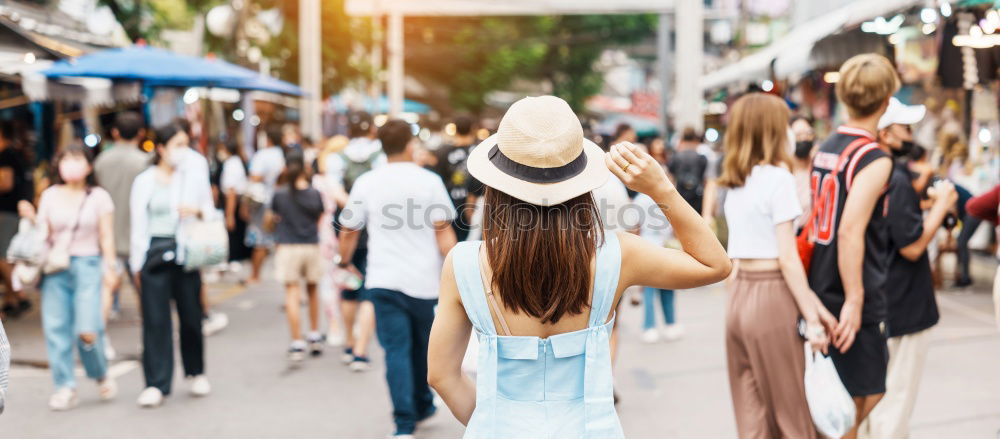 Similar – Image, Stock Photo Woman touching case on street