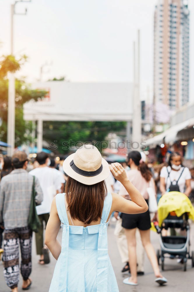 Similar – Image, Stock Photo Woman with purple hair on street