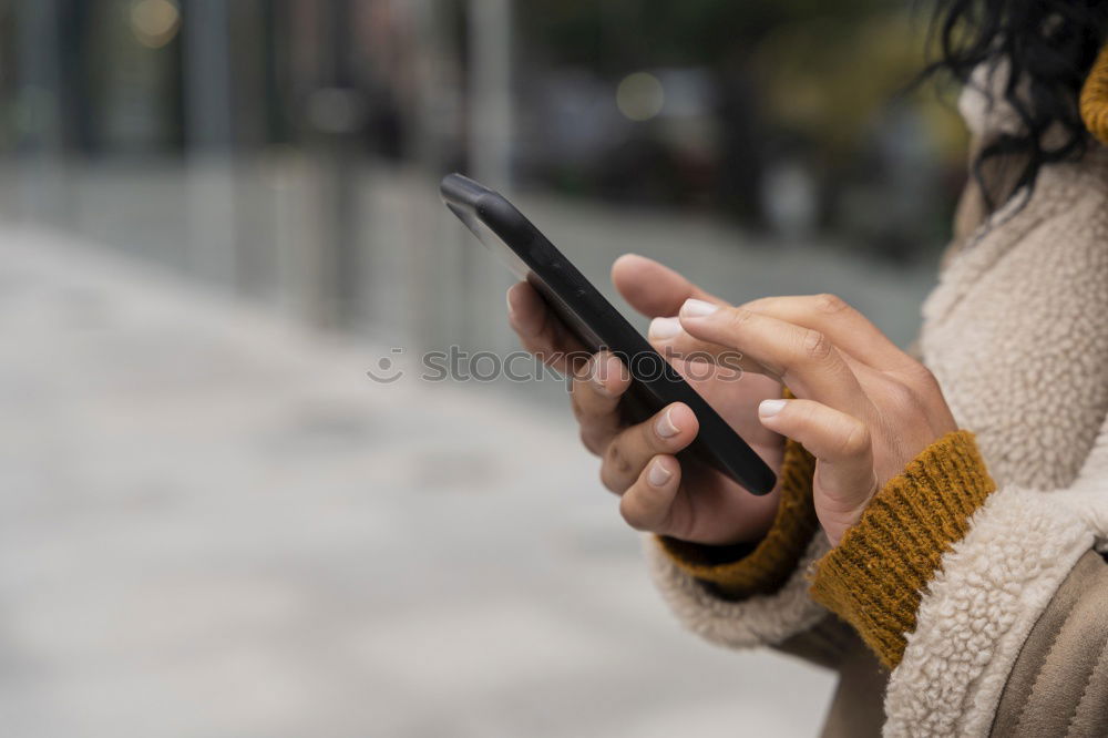 Similar – Image, Stock Photo Fashionable young woman reading a SMS