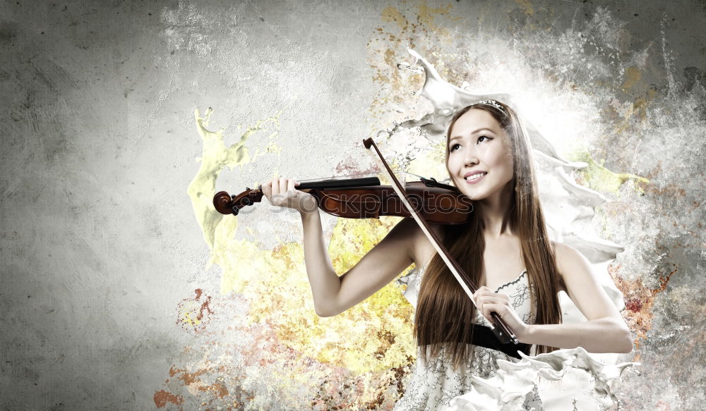 Pretty young violinist playing the violin