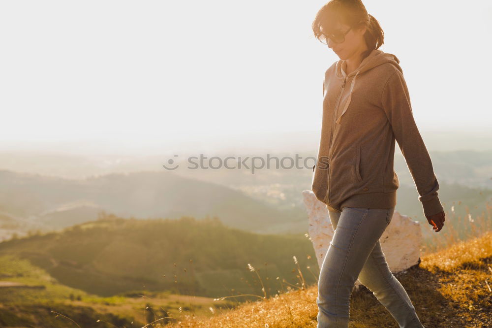 Similar – a man travel alone at the mountain