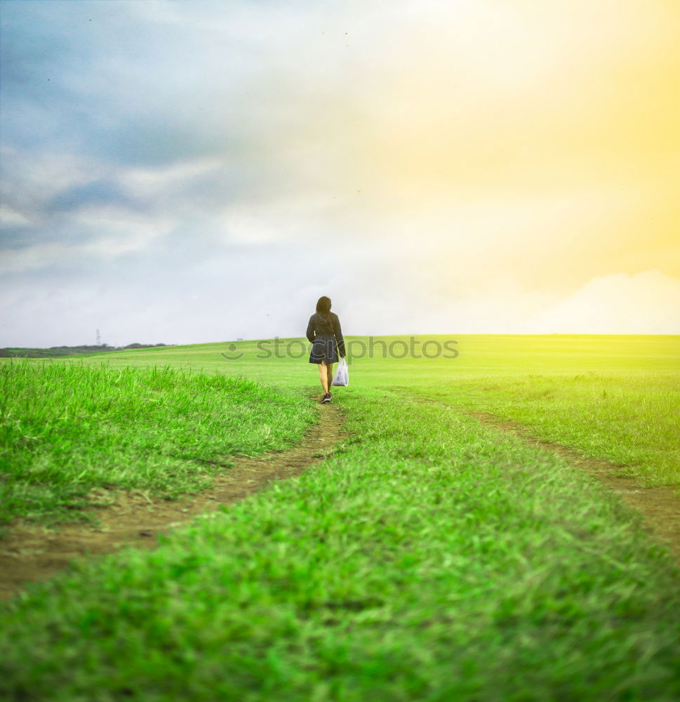 Similar – Image, Stock Photo Man walking on sunny field