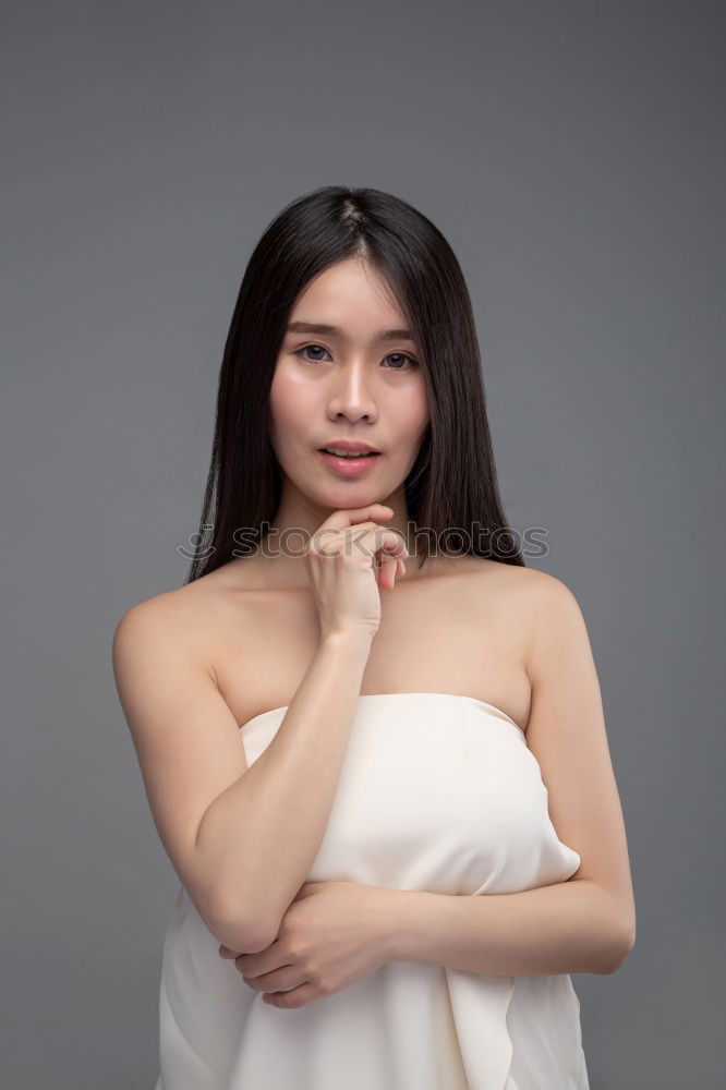 Similar – Image, Stock Photo Young Asian woman with posing in studio with hat