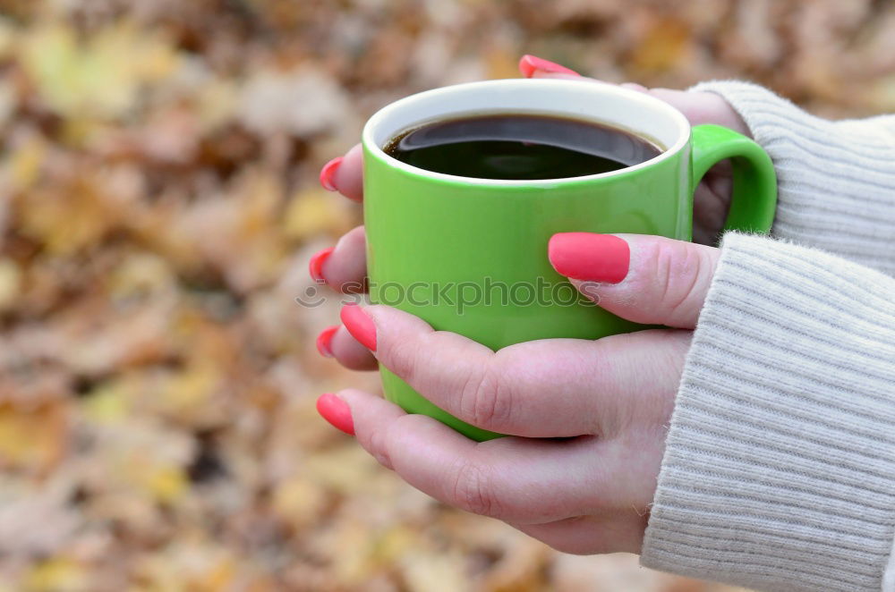 Similar – Image, Stock Photo One people holding a cup of coffee or soluble cereals