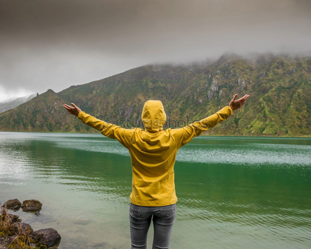 Similar – Man screaming in mountains