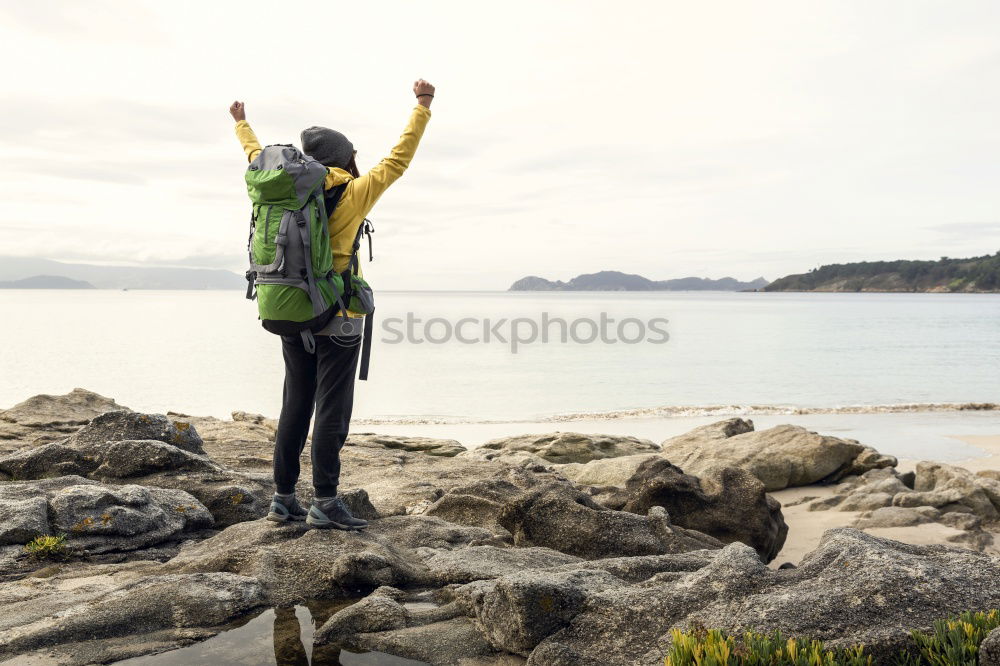 Similar – Tourist man at lake Man