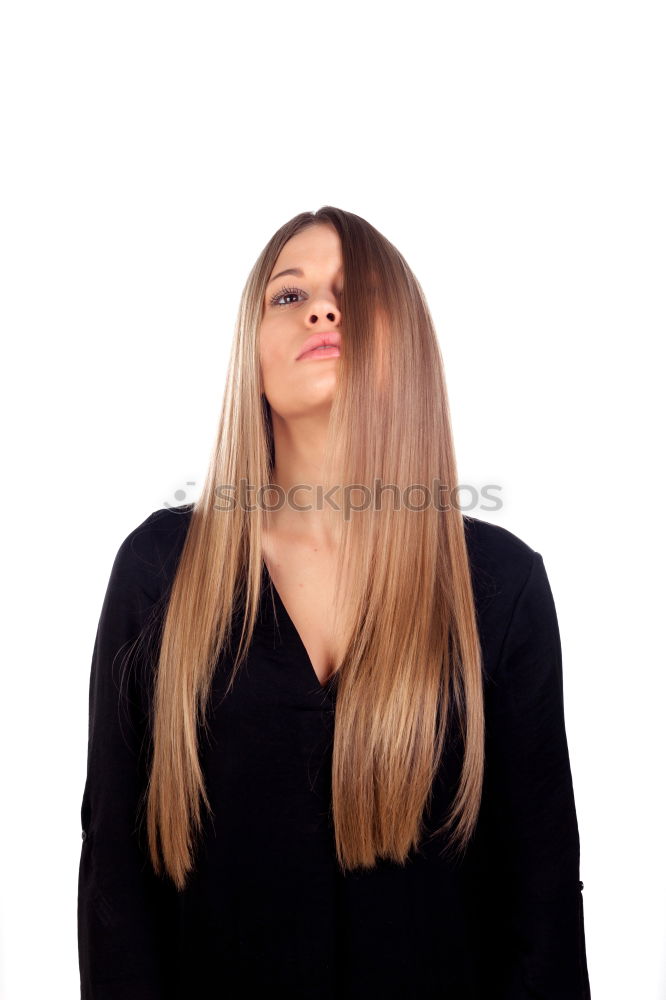 Image, Stock Photo Laughing woman with long grey dyed hair