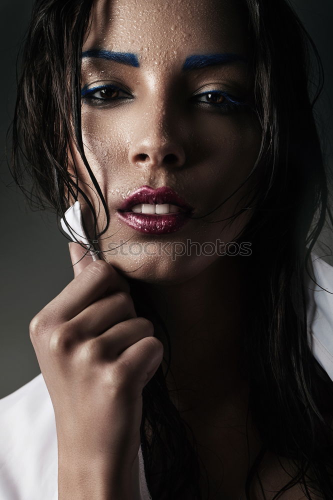 Similar – Image, Stock Photo Curly woman holding hair