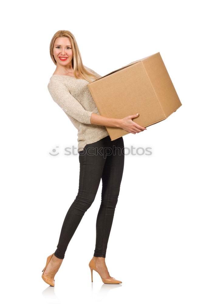 Similar – Image, Stock Photo Woman carrying moving boxes