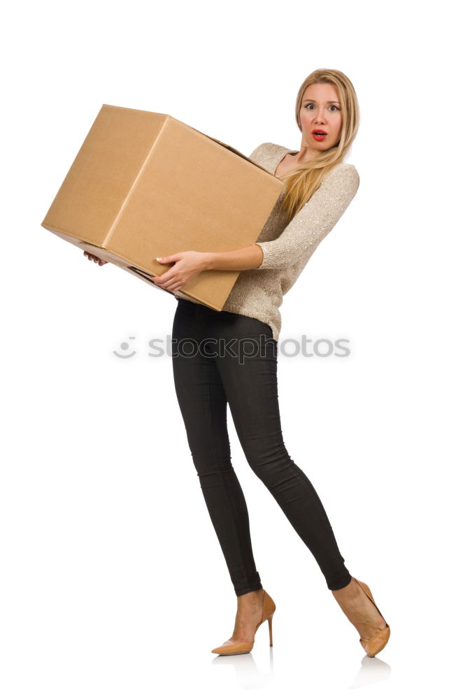 Similar – Image, Stock Photo Woman carrying moving boxes