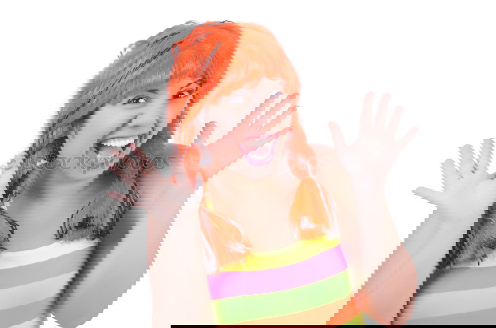 Similar – Image, Stock Photo Red haired woman covering her eyes