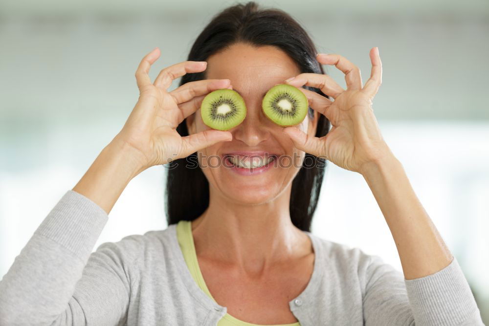 Similar – Image, Stock Photo not so young caucasian smiling woman with rest of watermelon