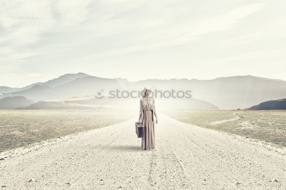 Similar – Image, Stock Photo Tourist man hiking in hills