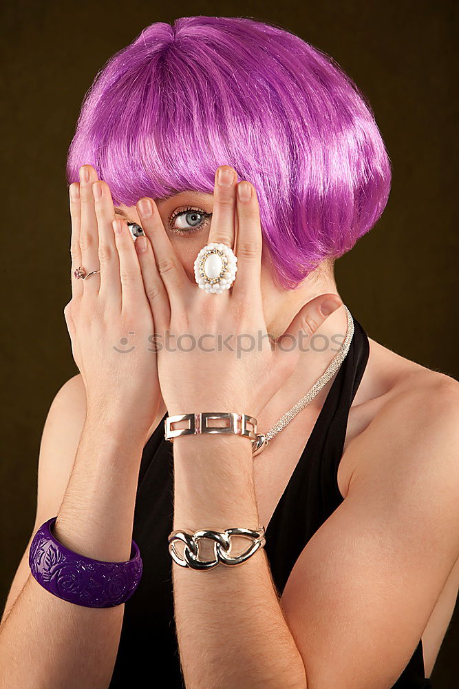 Similar – Laughing Woman with blue wig