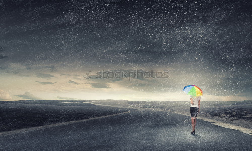 Image, Stock Photo rainman Umbrella Twilight