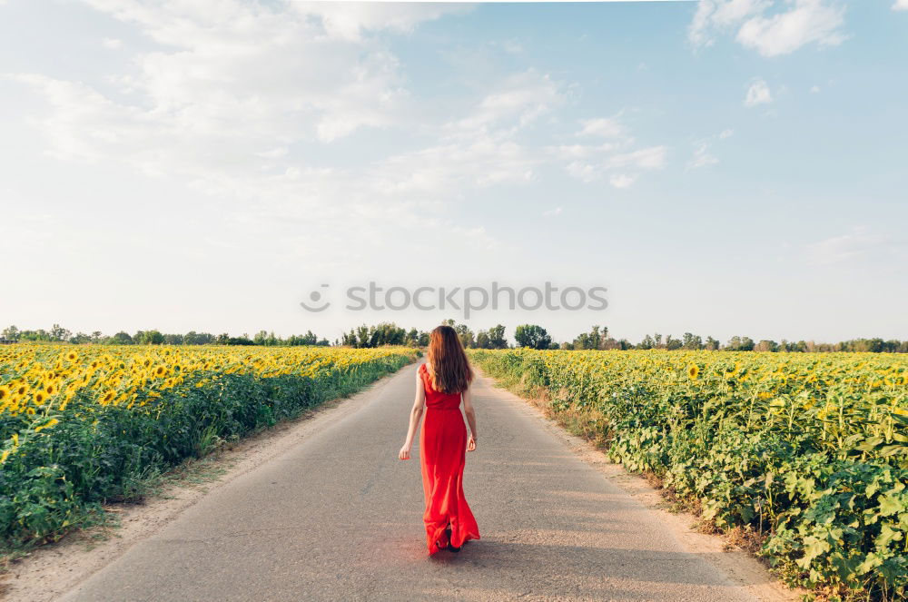 Image, Stock Photo Young woman walking in a path in the middle of a vineyard