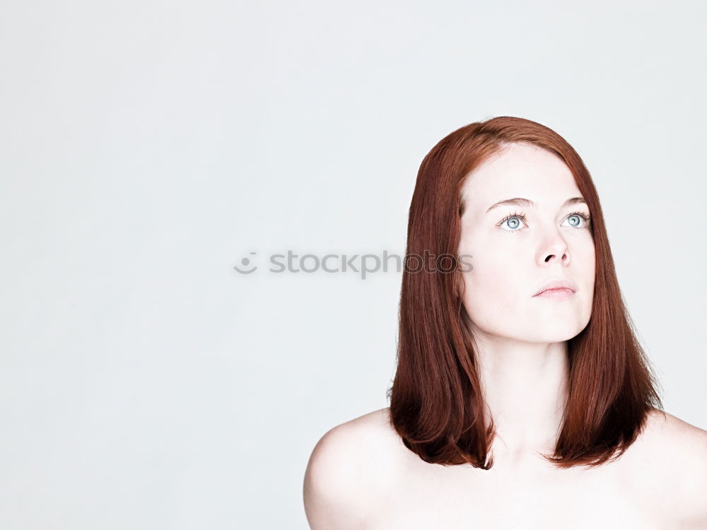 Similar – Image, Stock Photo side portrait of a young red-haired woman