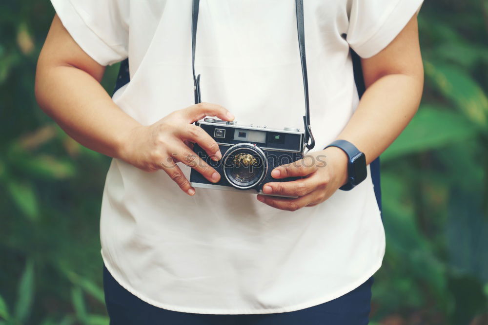 Similar – Image, Stock Photo shoes, notepad, camera, glasses on wooden desk