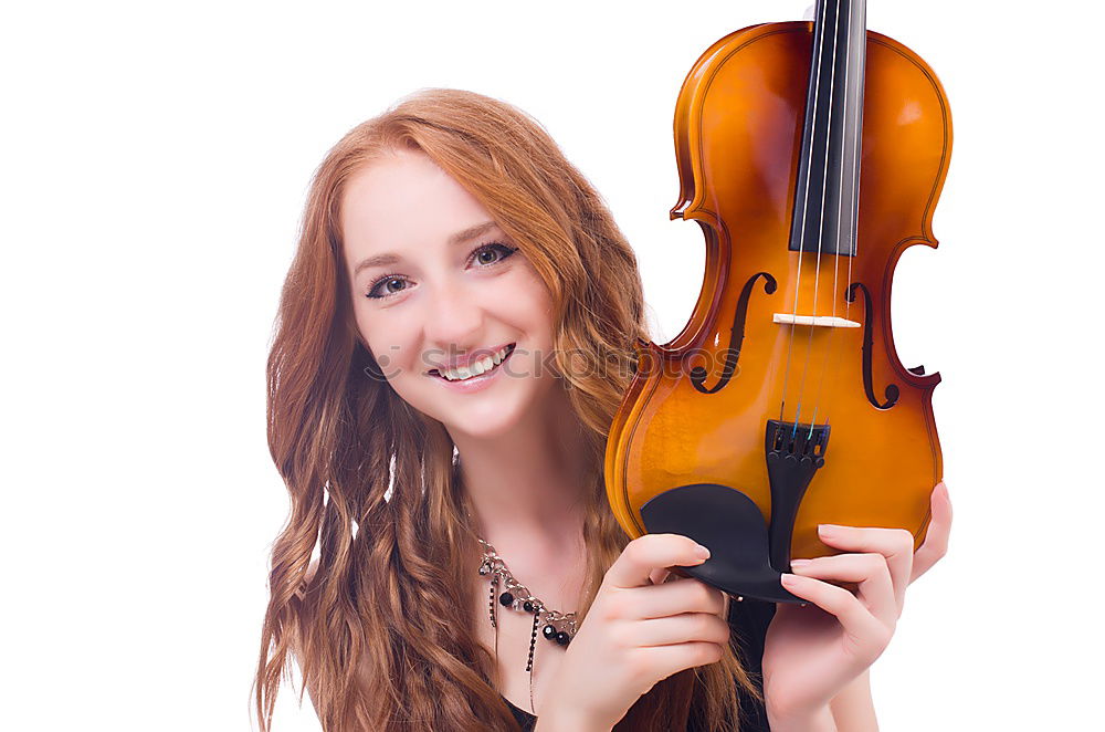 Similar – Image, Stock Photo Pretty young violinist playing the violin