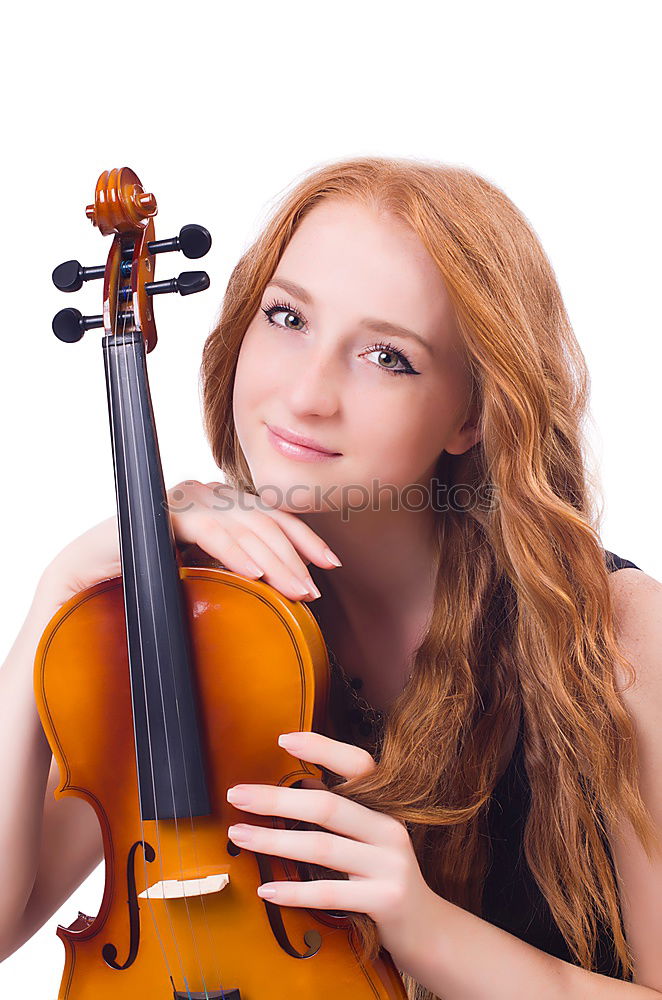 Image, Stock Photo Pretty young violinist playing the violin