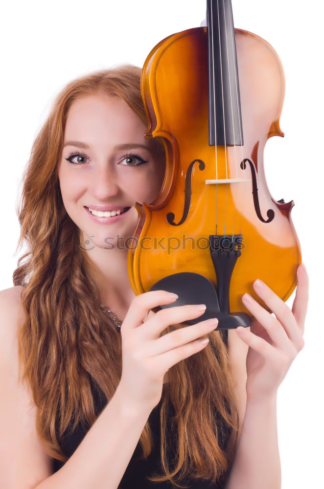 Similar – Image, Stock Photo Pretty young violinist playing the violin