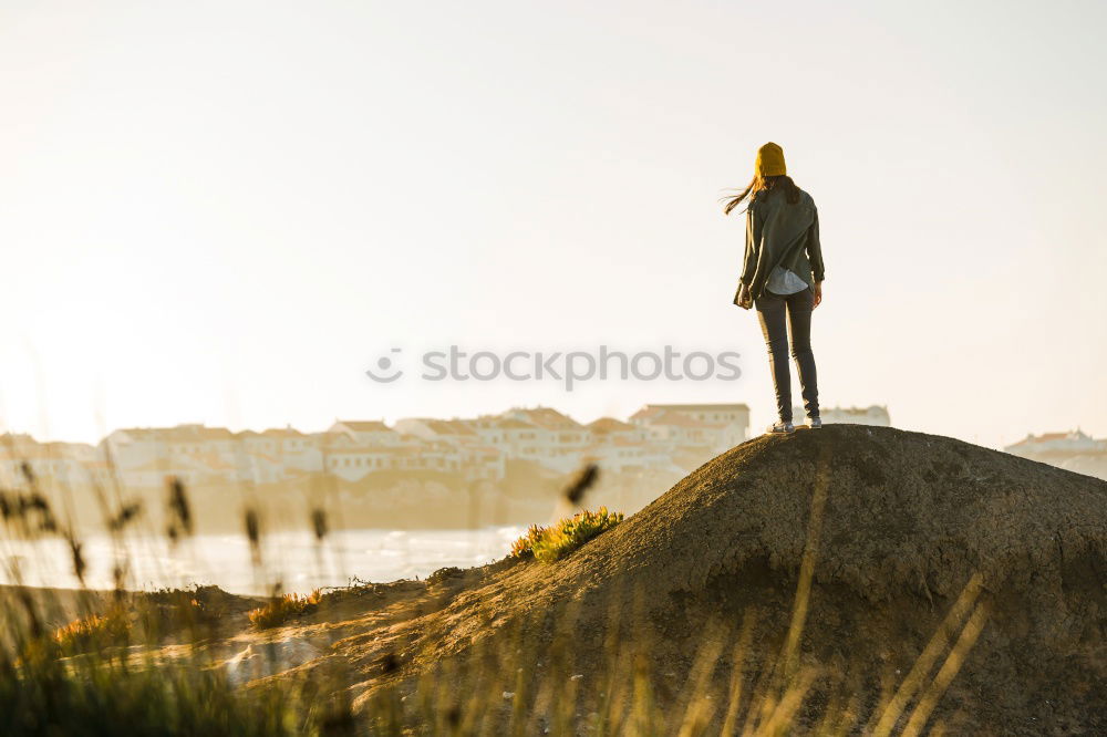 Similar – Image, Stock Photo Man on the horizon